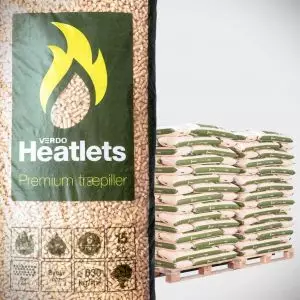 1 palle Heatlets Premium 6 mm træpiller i 15 kg sække   900 kg 